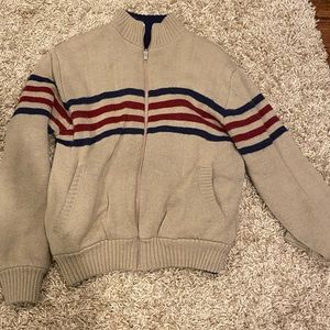 Tan and Blue Reversable Sweater